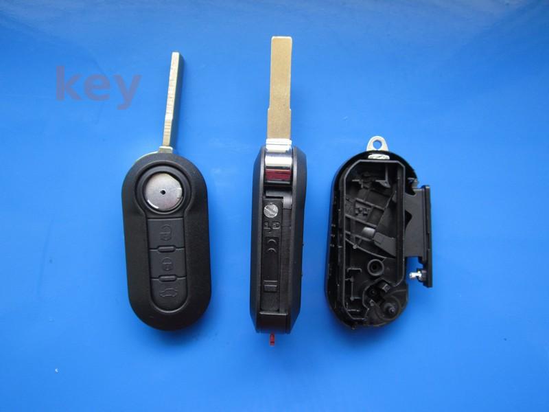 Carcasa cheie Fiat 500 3 butoane negru cu lamela SIP22
